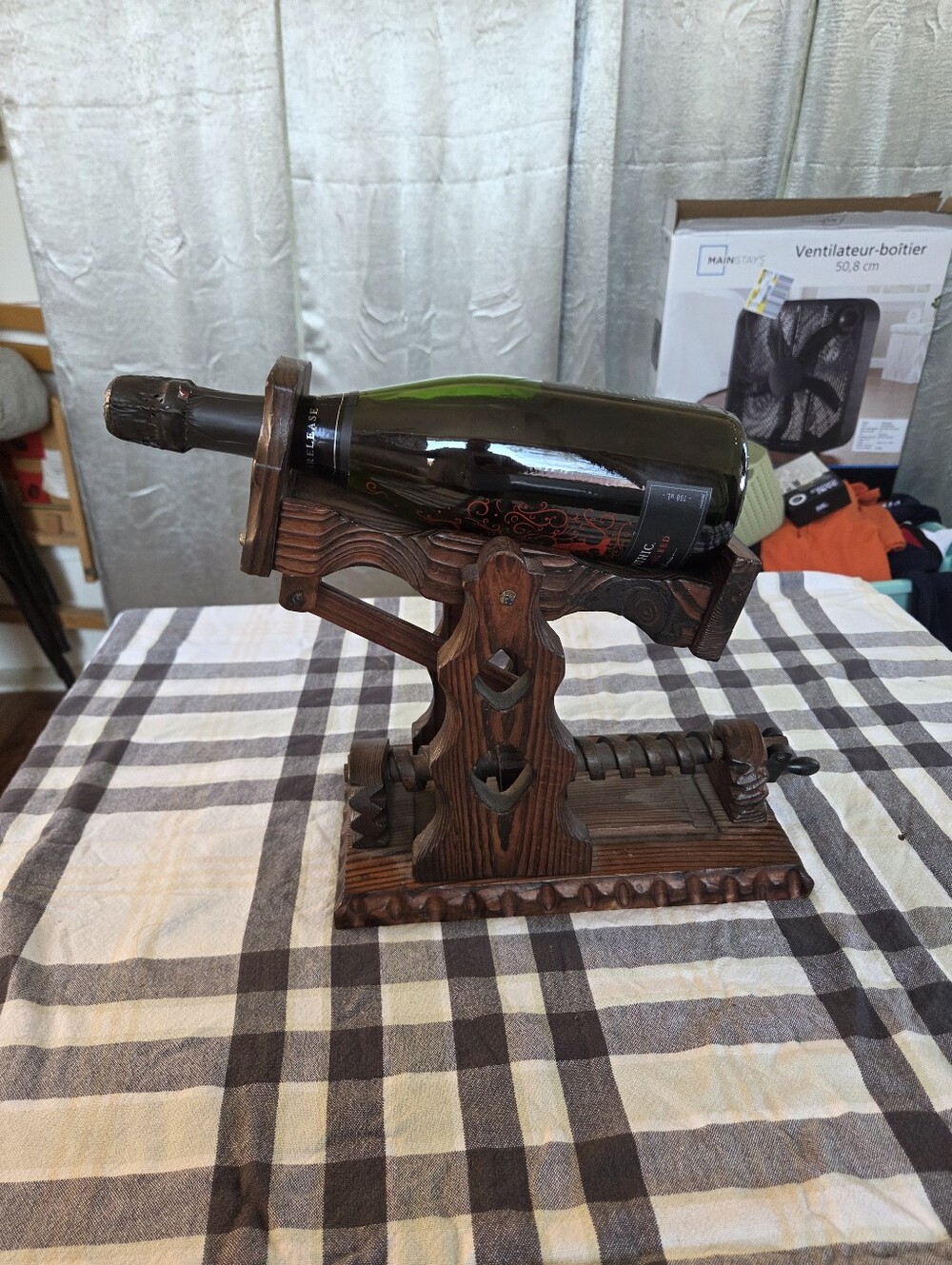 Wooden Wine Bottle Holder Stand in Dark Brown